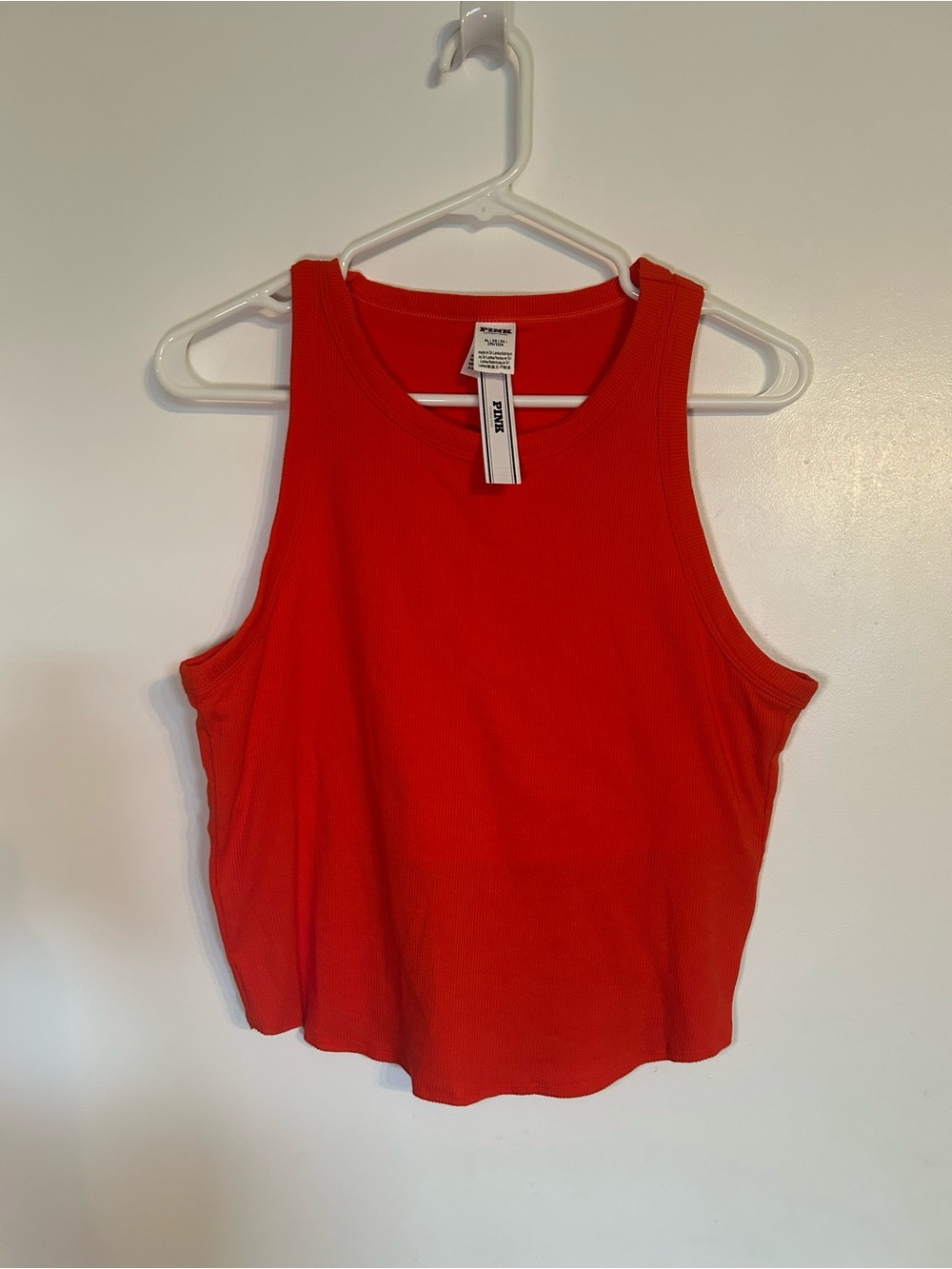 PINK Victoria's Secret Red/orange Ribbed Crop Tank Top